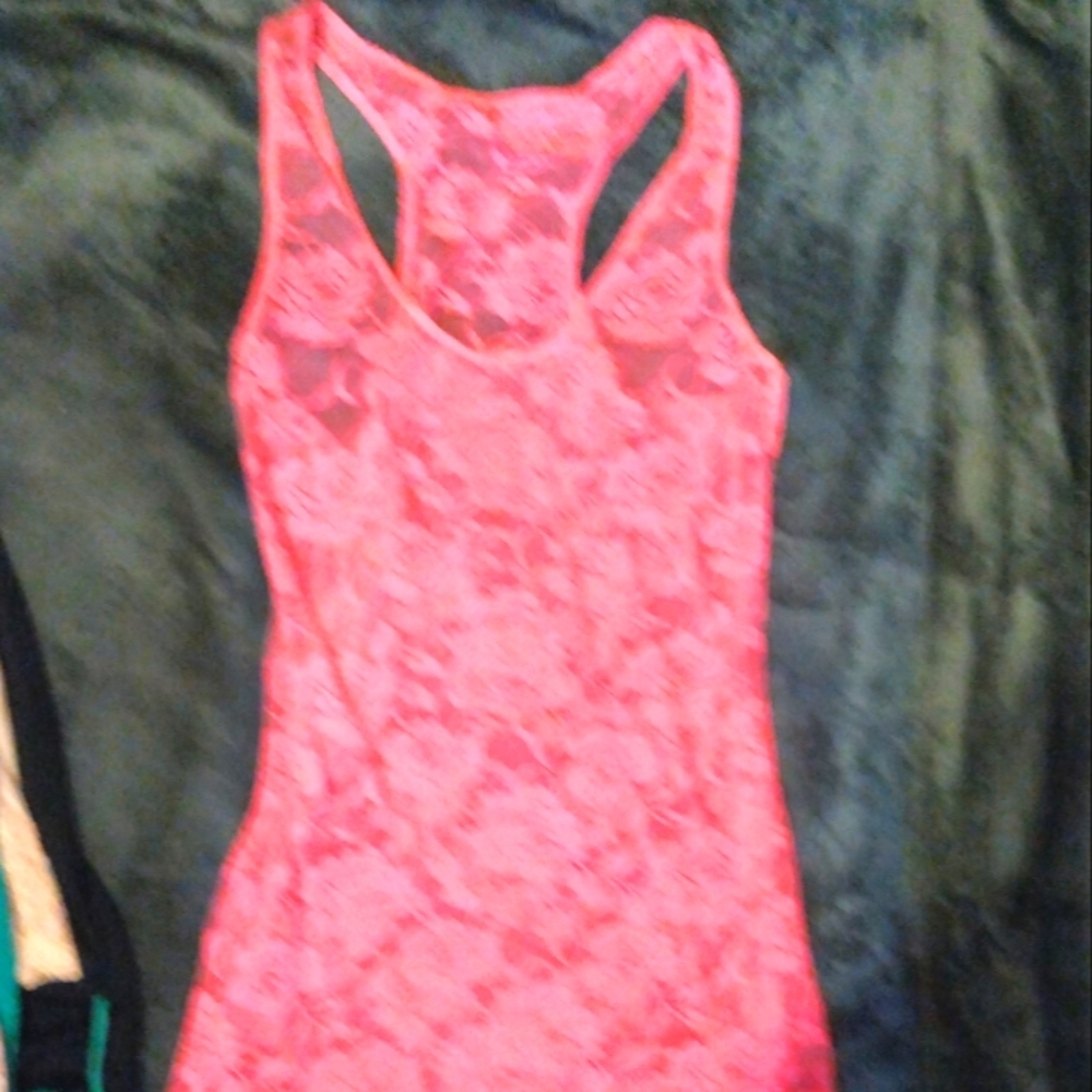 No tags pink floral sheer tank Sz m/L